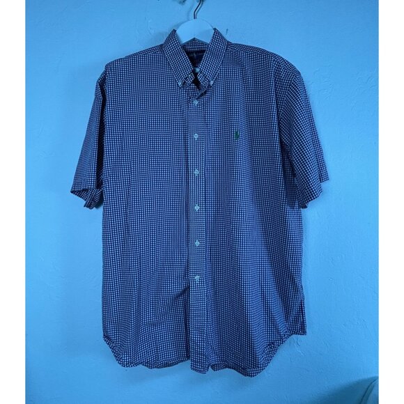 Ralph Lauren Blake Mens Gingham Button-Down Shirt XL Purple/White Short Sleeve - Picture 1 of 6